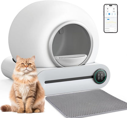 Self Cleaning Cat Litter Box, Automatic Cat Litter Box with Mat & Liners, 65L+9L Large Capacity Self Cleaning Litter Box 1